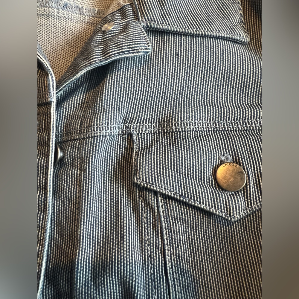 Chico's Blue and White Striped Jacket - Picture 2 of 7